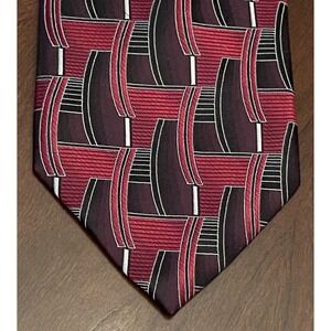 Antonio Fellini Red Black Hand Made 100% Silk Men’s Neck Tie Made In China